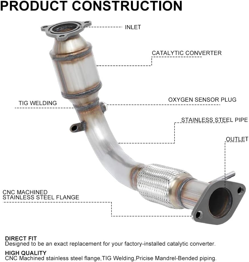 Catalytic Converter Flex Exhaust Pipe 2.4L Direct-Fit EPA Compliant F869051