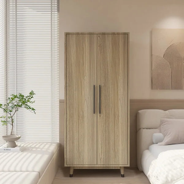 2 Doors Wardrobe Closet & Cabinet with Hanging Rail B648