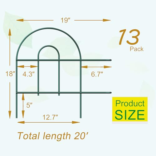 Green 32inX20ft Metal Garden Fencing M468193