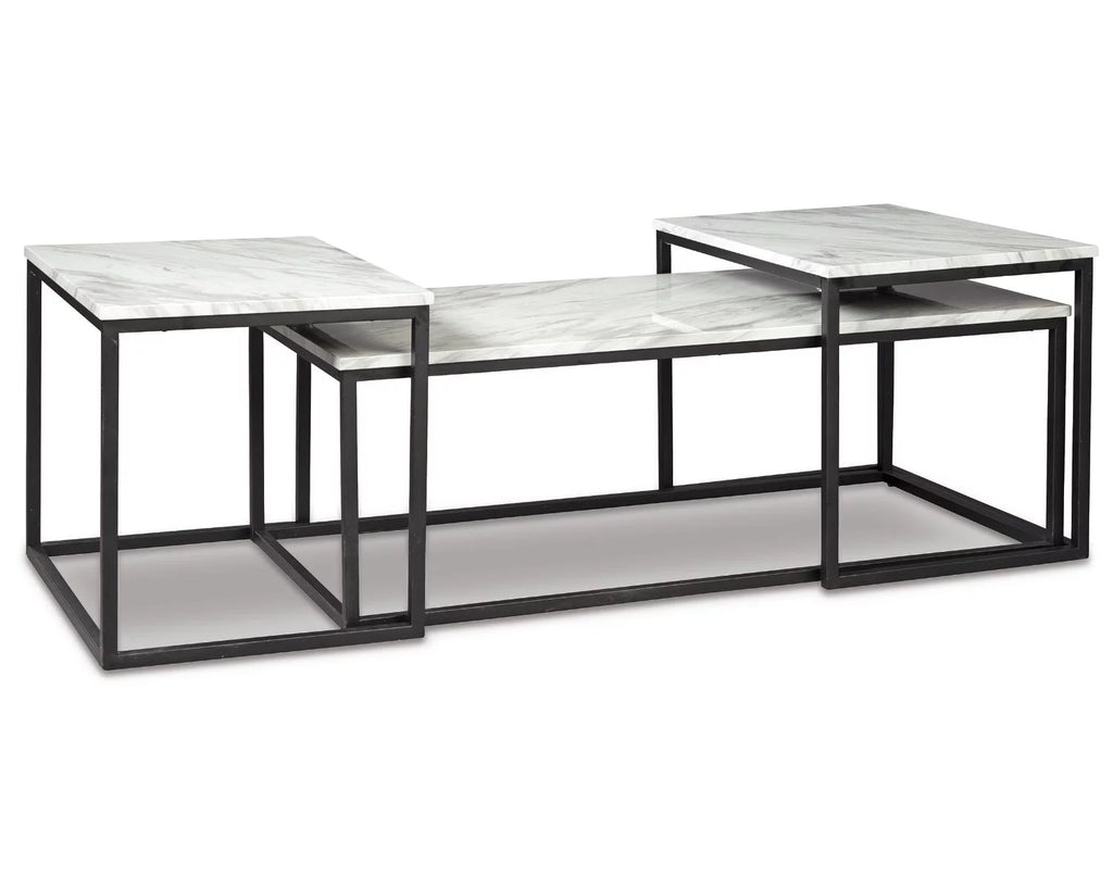 Contemporary Table Set of 3 Gray Black S9001