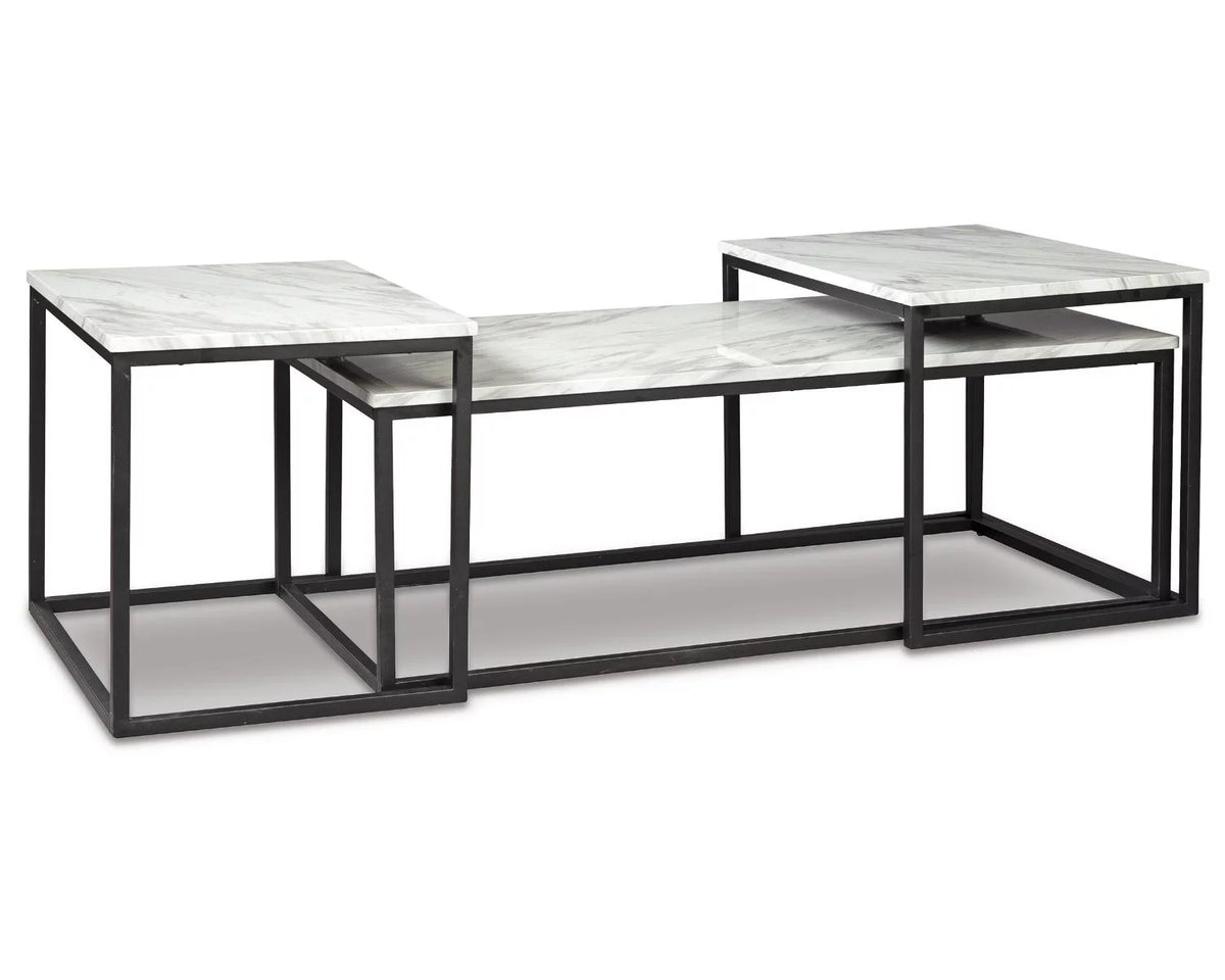 Contemporary Table Set of 3 Gray Black S9001