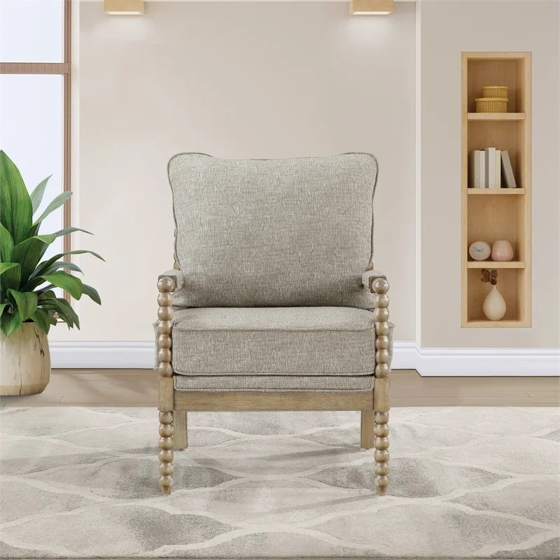 Fog Brown Fabric Chair with Rustic Brown Finish B8034