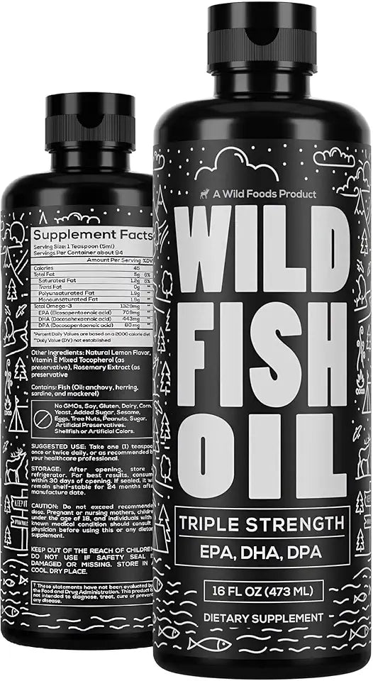 Liquid Omega 3 Fish Oil Supplement, Lemon, 16 oz E12775