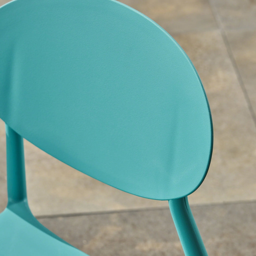 Teal Plastic Stacking Dining Chairs Set of 4 B613