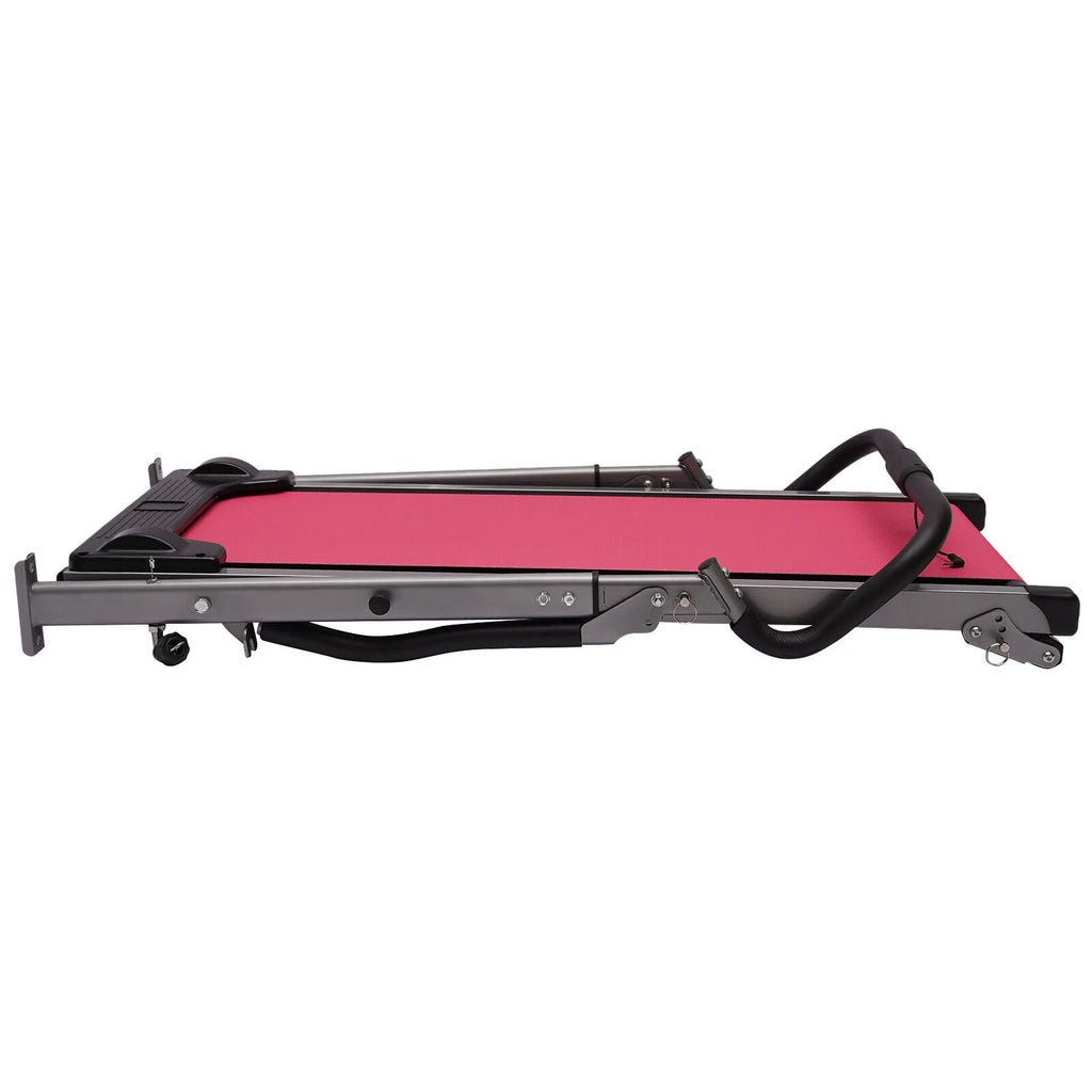 Folding Treadmill with Manual Incline Pink Y1952