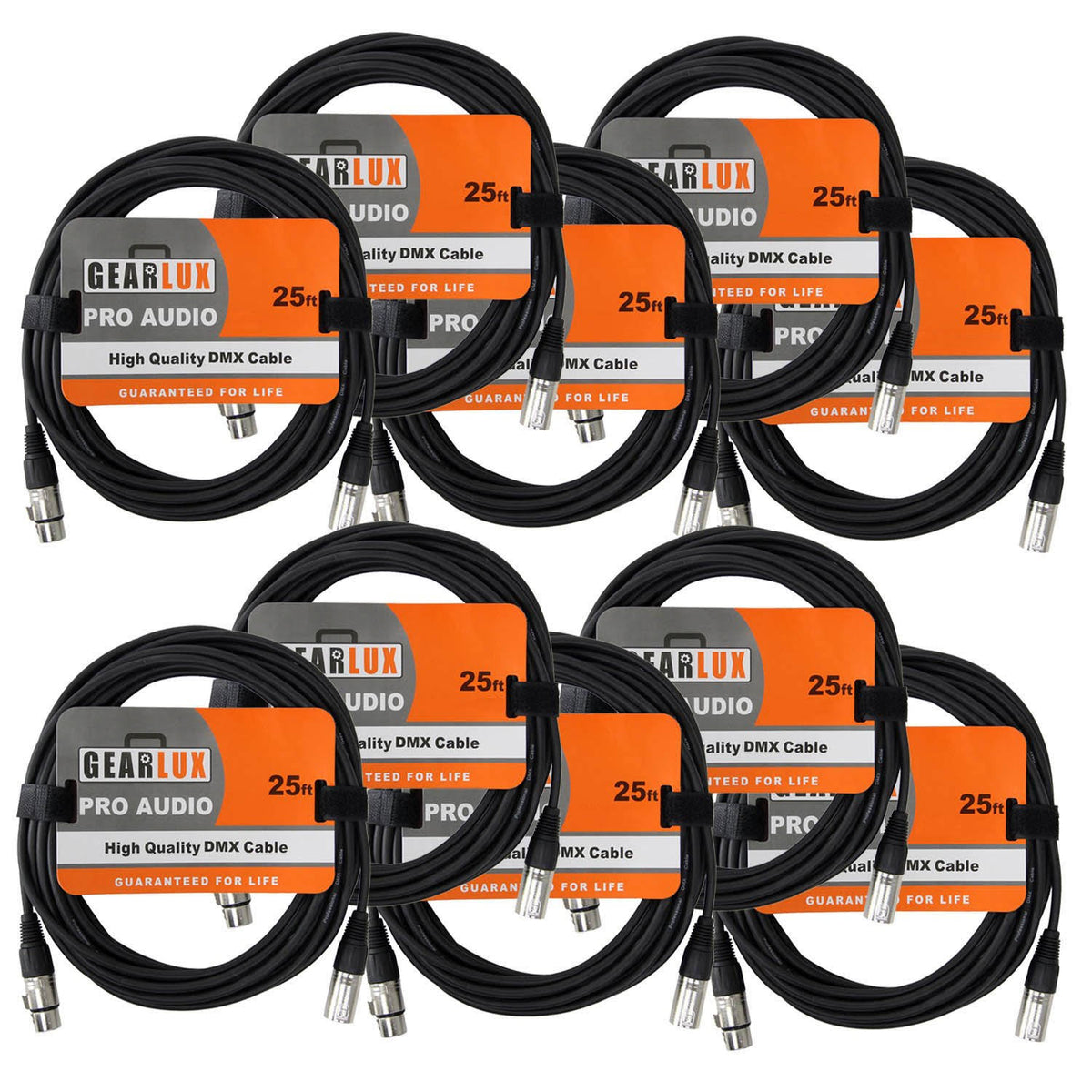 Black 25 Foot 10 Pack DMX Cable O161482