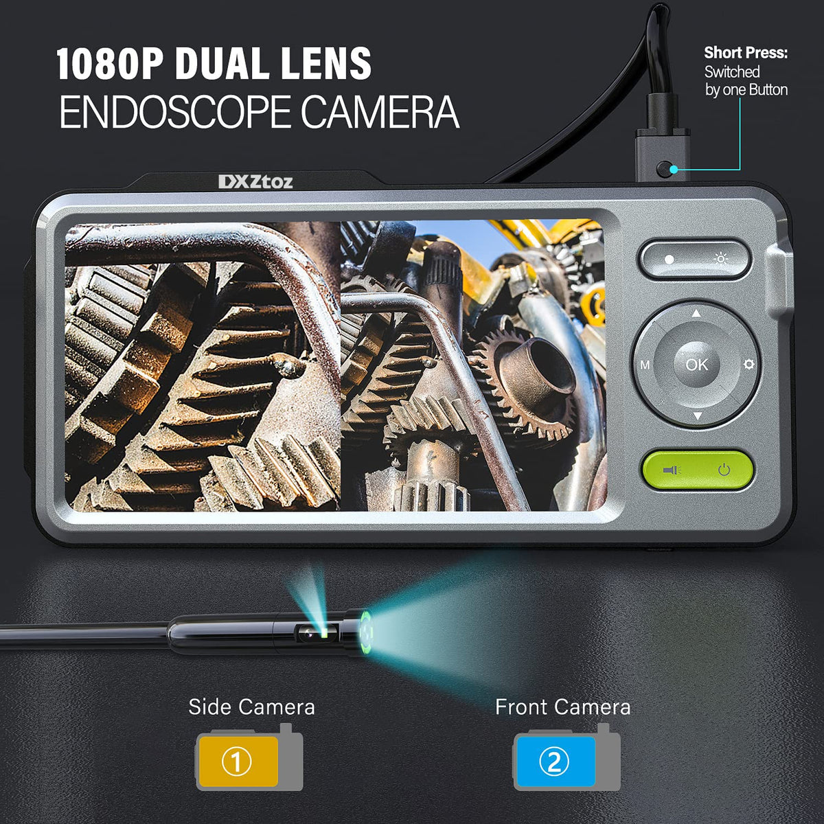 50FT Dual-Lens Industrial Endoscope 5'' IPS Screen Waterproof with Light B973995