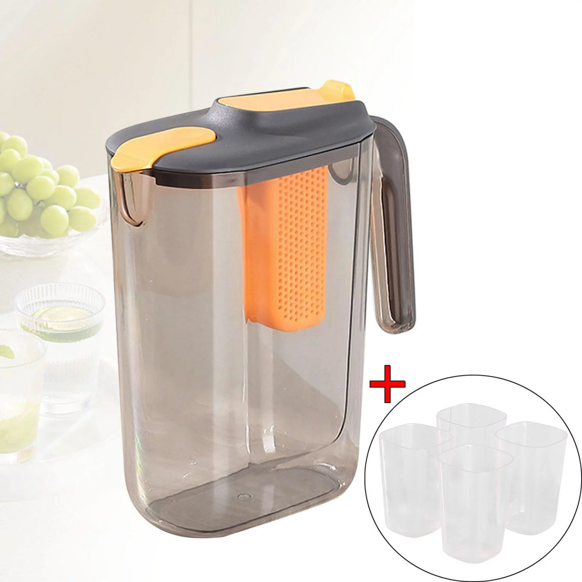 Black Ice Tea Maker Beverage Pitcher with 4 Cups M13740