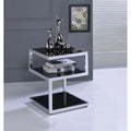 Side Table in Chrome & Black Glass P605