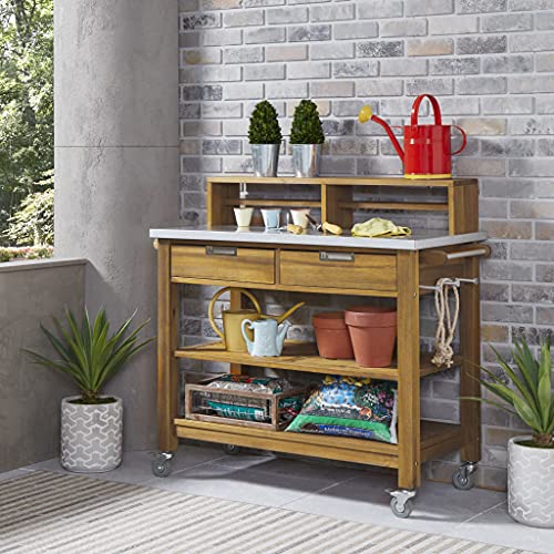 Golden Teak Potting Bench C93378