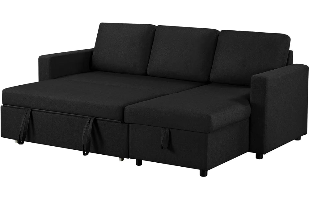 Dark Gray Reversible L-Shaped Sectional Sofa with Pull Out Bed N8868