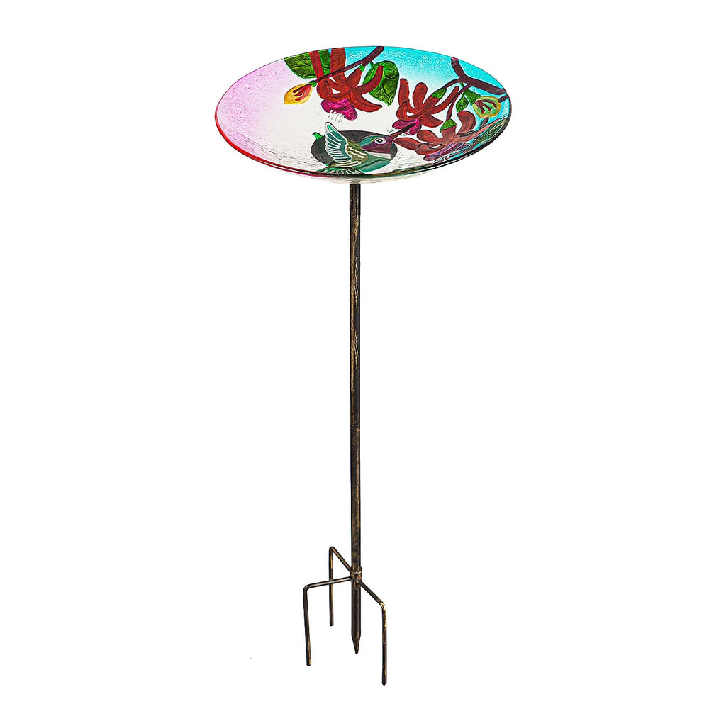 Glass Stake Birdbath F748