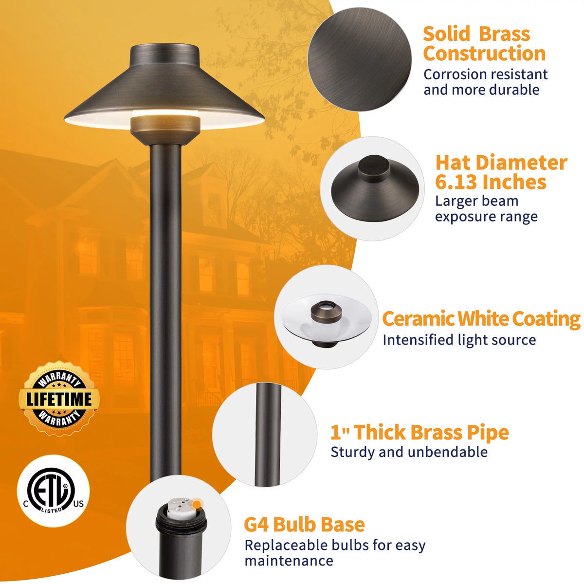 Brass Low Voltage LED Landscape Path Lights 4 Pack T286616