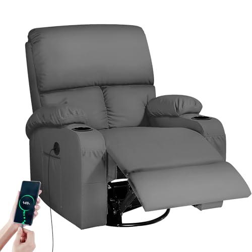 Black Faux Leather Massage Rocking Recliner Chair X76167