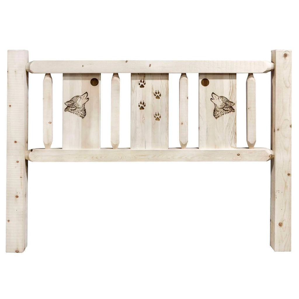 Twin Headboard with Laser Engraved Wolf Design D99012
