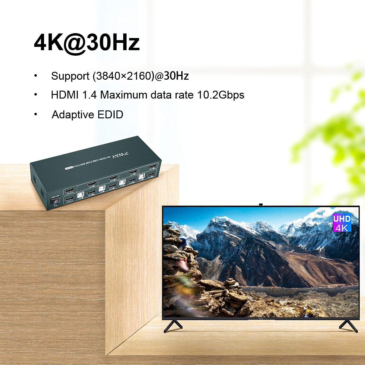 HDMI KVM Switch Dual Monitor 4 Port 4K@30Hz V812