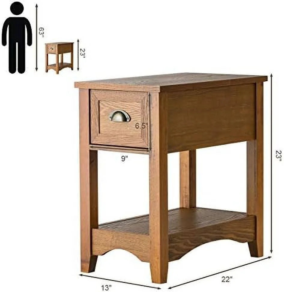 Narrow End Table with Drawer and Storage V31832