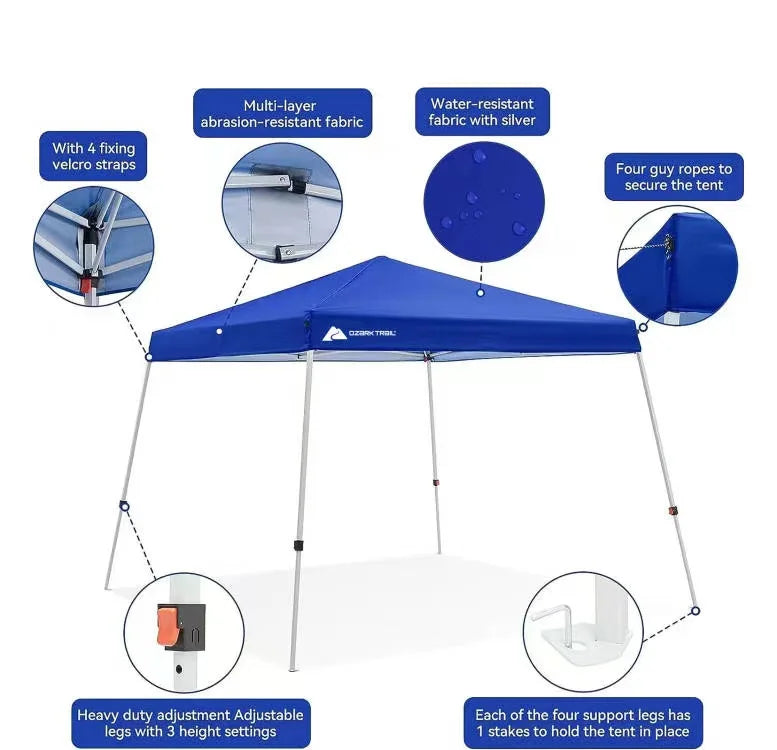 10' x 10' Blue Pop-up Canopy Outdoor Shade Shelter X72500