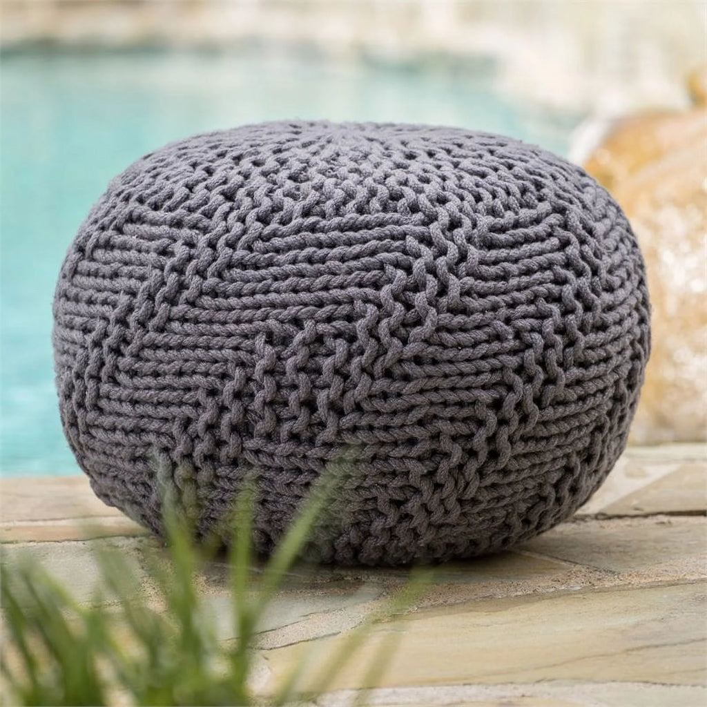 Dark Gray Fabric Outdoor Pouf D16727