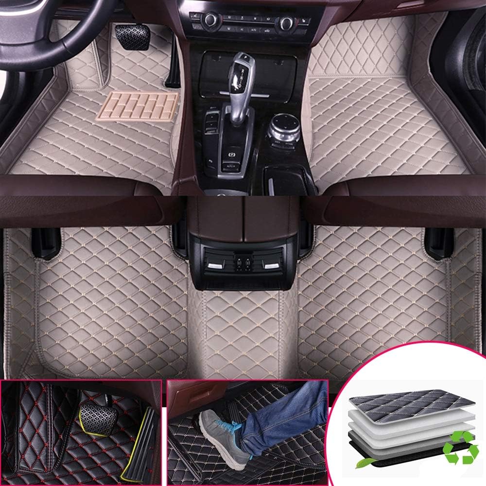 Custom Car Floor Mats for Infiniti QX80 6seats 2013-2017 Black Beige P656