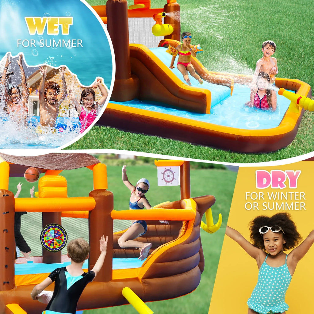 Inflatable Water Park with Splash Pool & Blower W3974