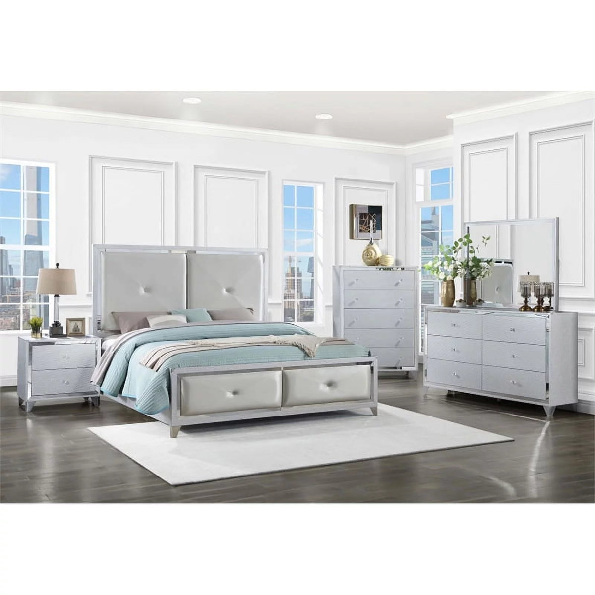 5-piece Modern Wood Tufted California King Bedroom Set Q949000