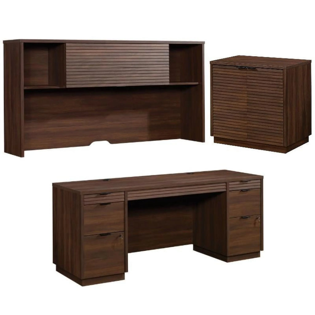 3-Piece Credenza Desk & Hutch & Utility Stand P335743