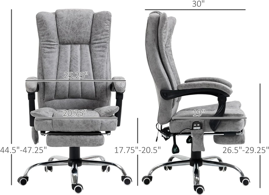 Gray Microfiber High Back Office Chair with Massage and Footrest U646279