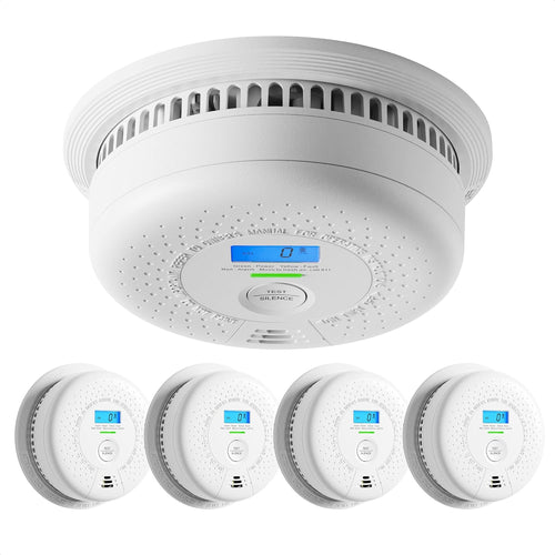 10-Year Battery Smoke and Carbon Monoxide Alarm with Display, 5-Pack Y968