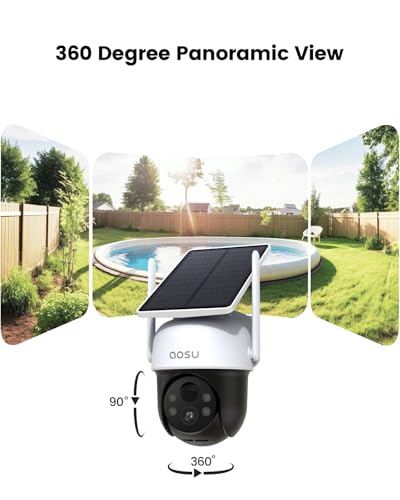 Solar Camera Outdoor Wireless 360° Panoramic View 2K Color Night Vision T328775