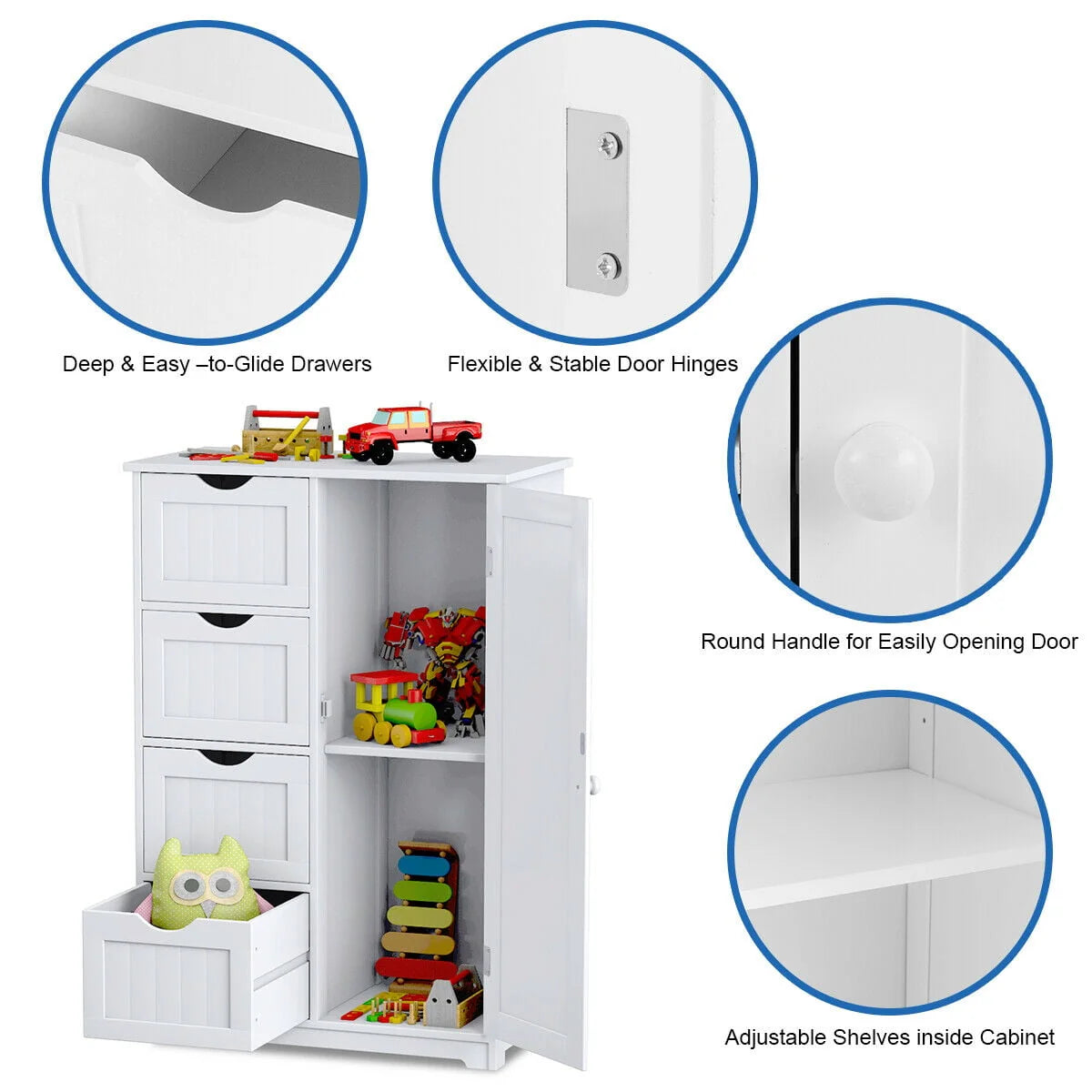 White 4 Drawer Wooden Bathroom Cabinet M392350