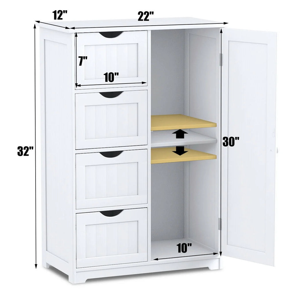 White 4 Drawer Wooden Bathroom Cabinet M392350