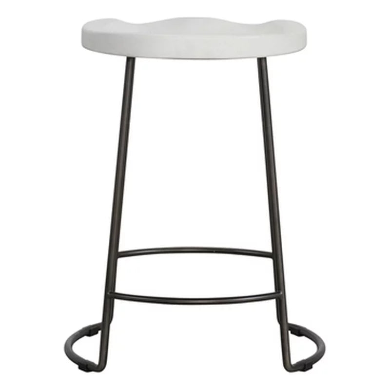 Weathered White Wood Counter Stool U2246