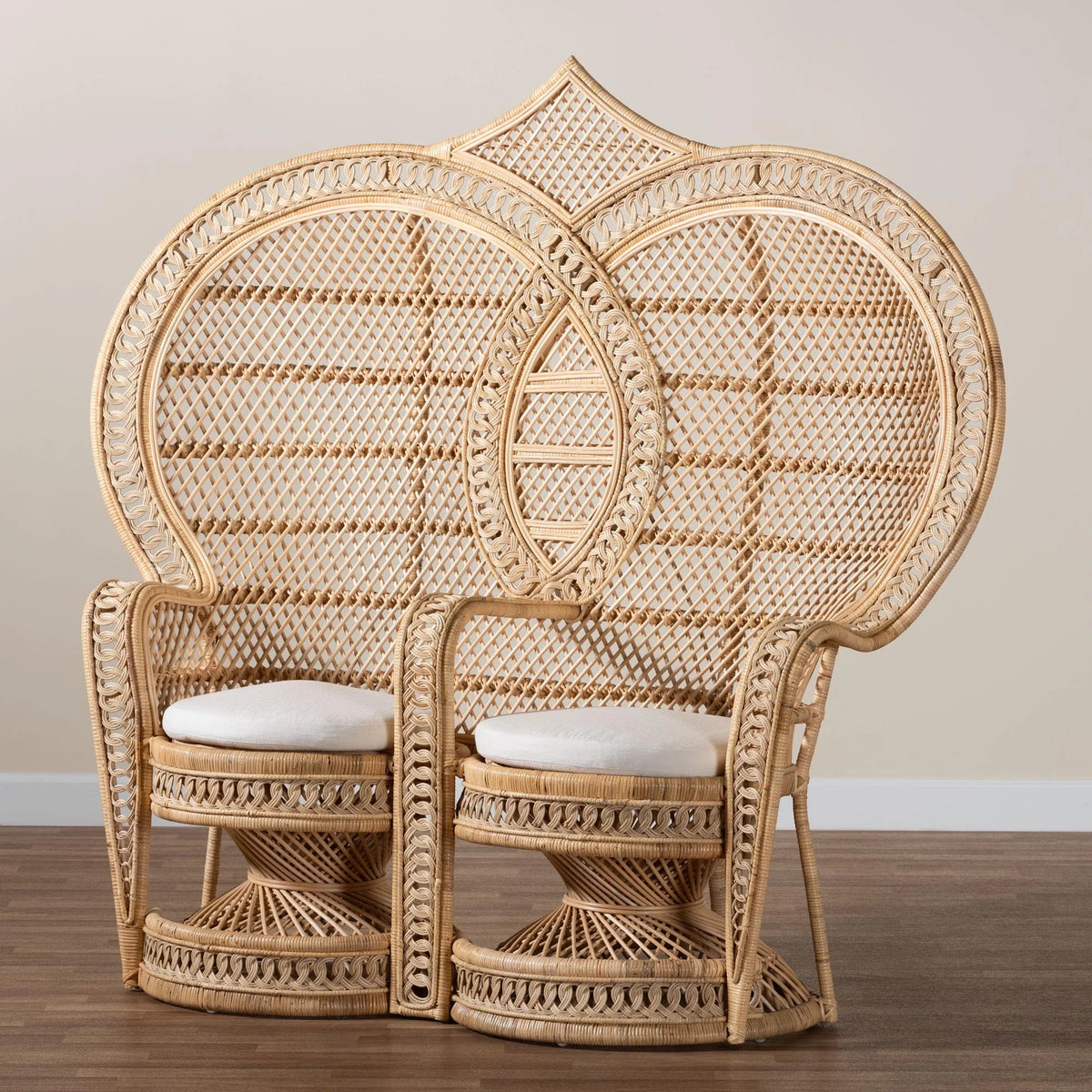Natural Brown Rattan Two-Seater Chair L26907