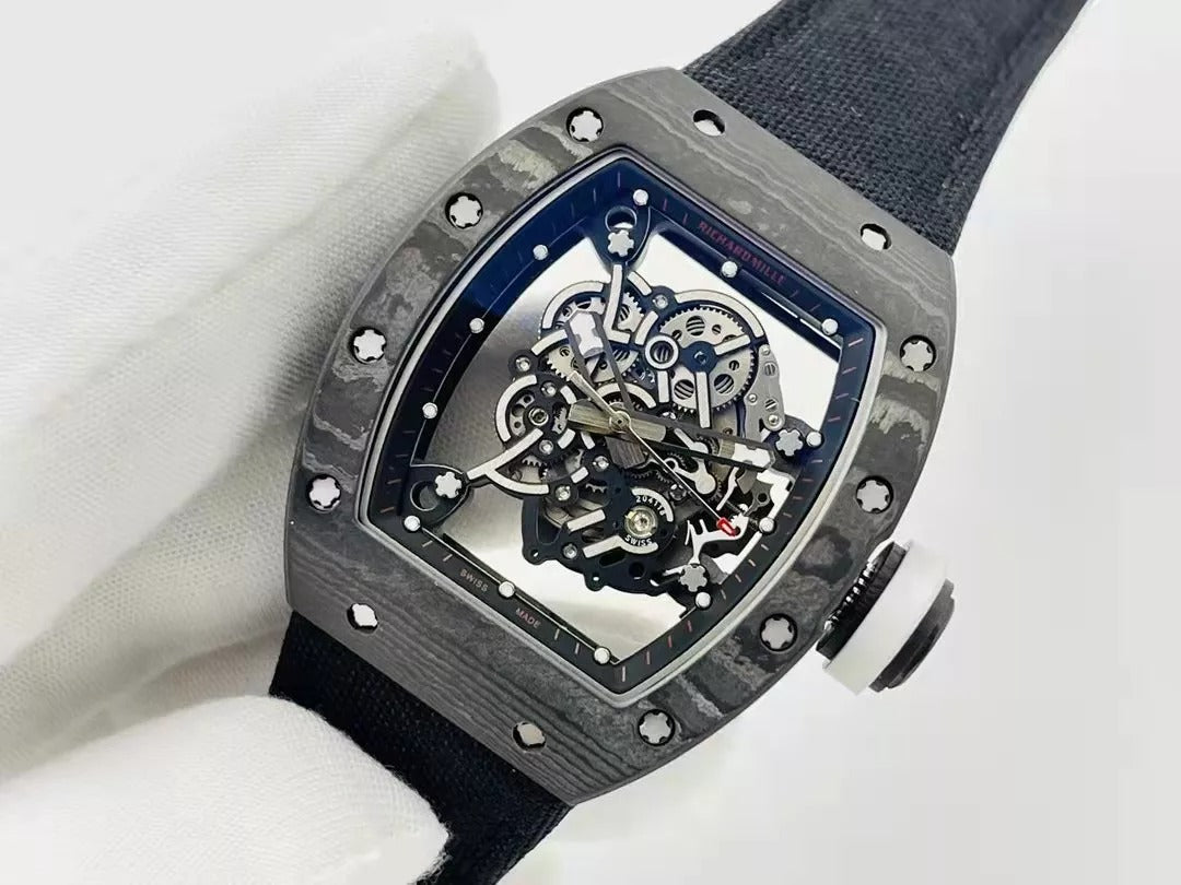 Skeleton Dial Black Bezel Black Canvas Strap F426