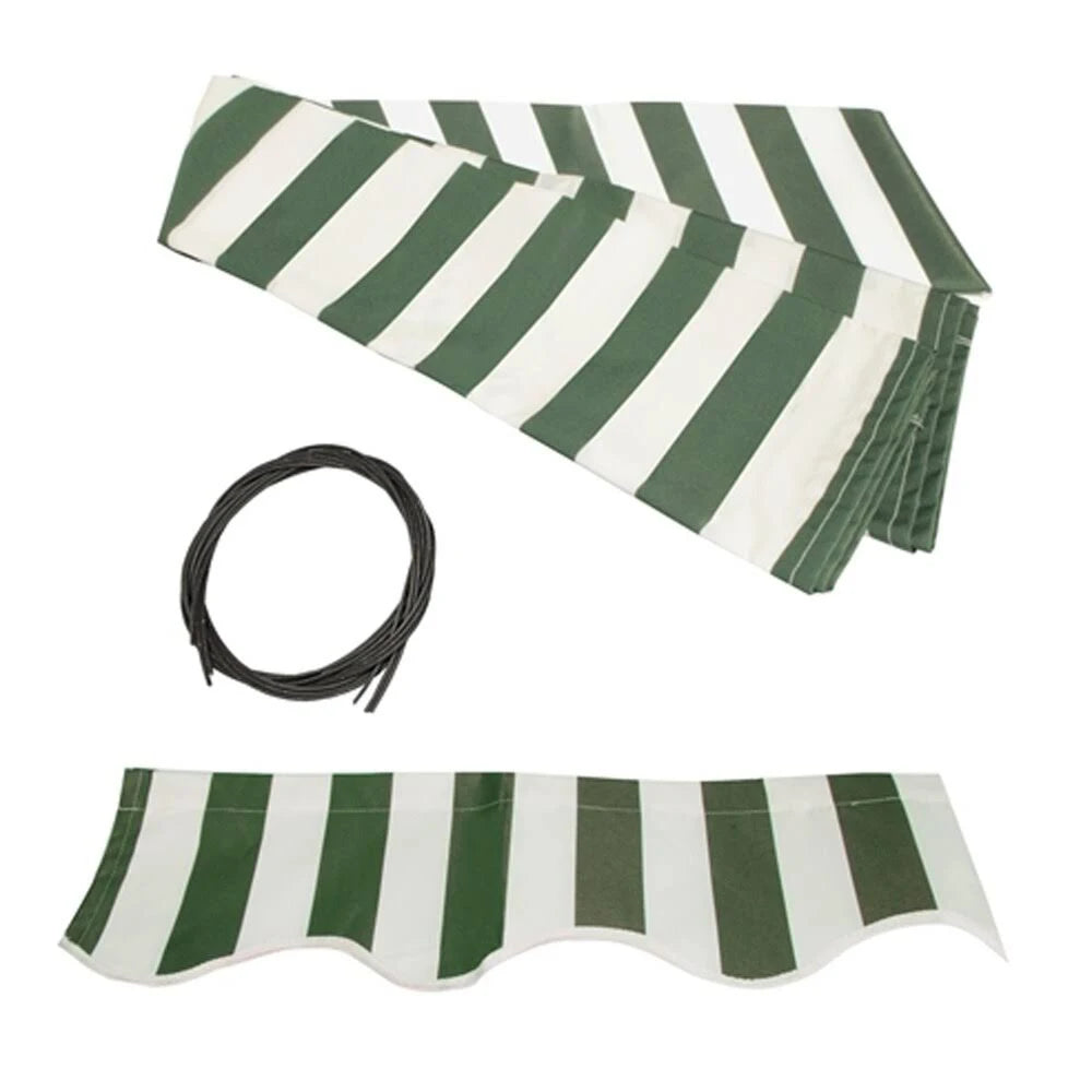 Black Frame Motorized Retractable Patio Awning 13&x10& Green/White H24160