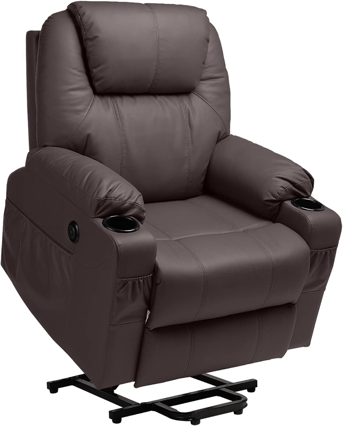 Black Velvet Massage Recliner with Cup Holders X625871