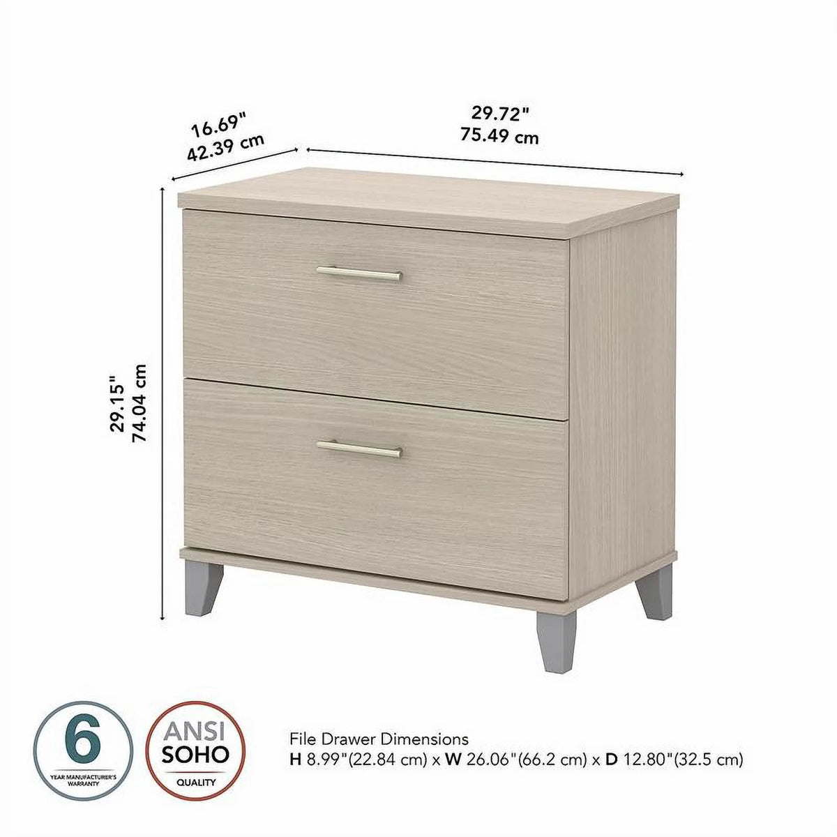2 Piece Engineered Wood Lateral Filing Cabinet Set in Sand Oak L277636