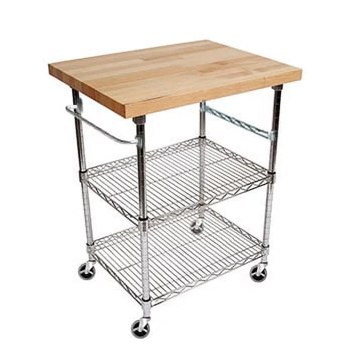 3 Tier Gourmet Cart with Maple Butcher Block Top V7283