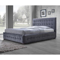 Grey Velvet Button-Tufted Platform Bed X5708