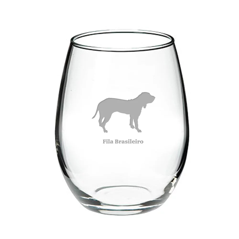 Deep Etched Stemless Red Wine Glass P8604
