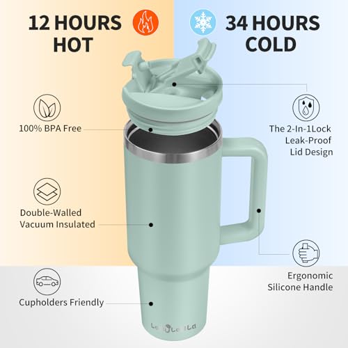 40oz Stainless Steel Insulated Tumbler with Handle and Straw K767717