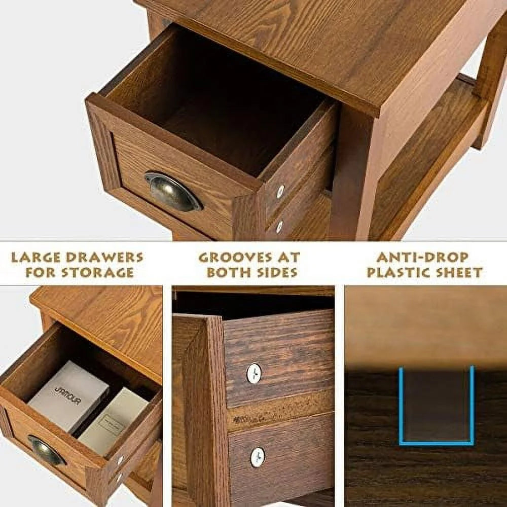 Narrow End Table with Drawer and Storage V31832