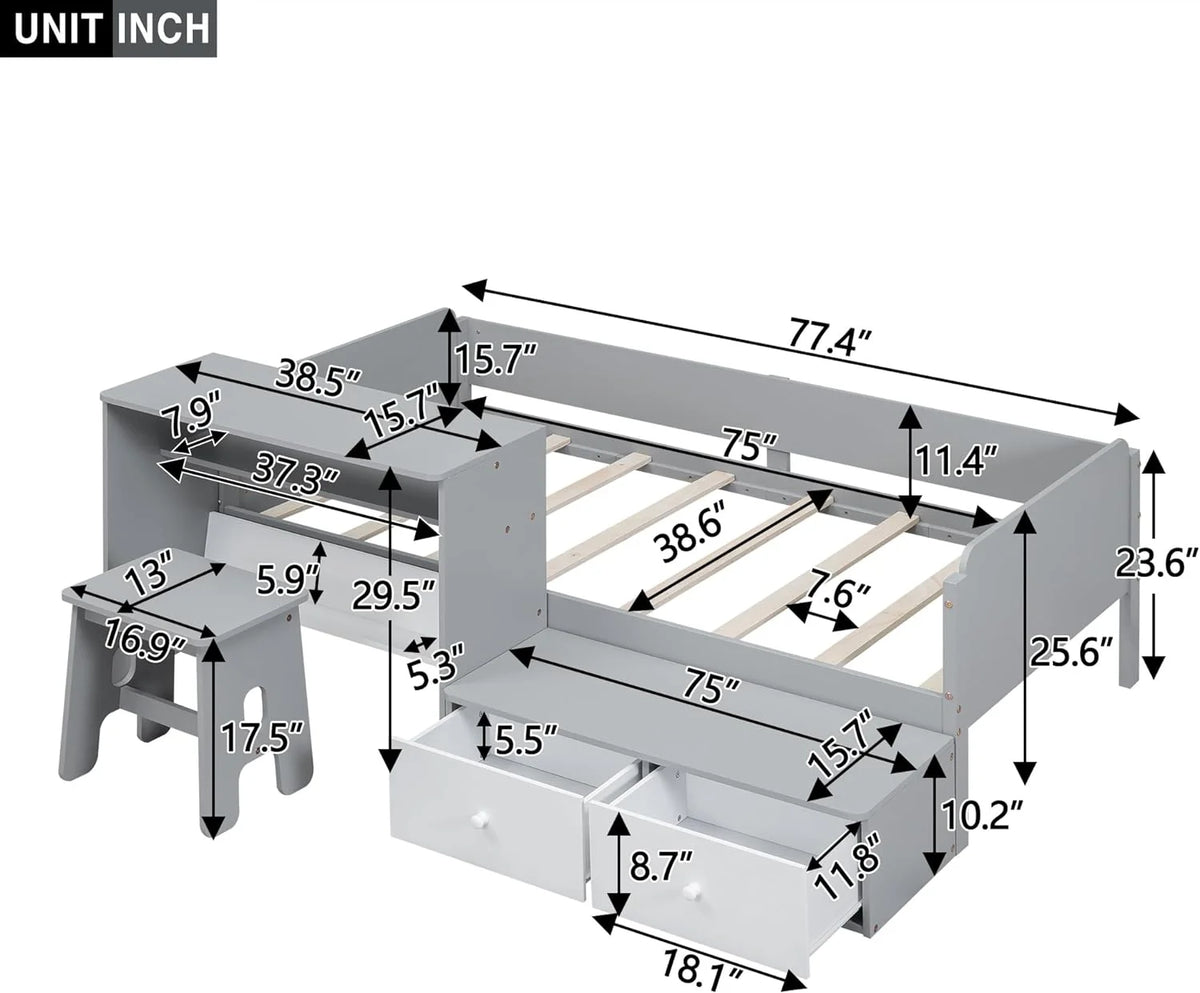 Wood Platform Bed Frame with Storage Drawers B364