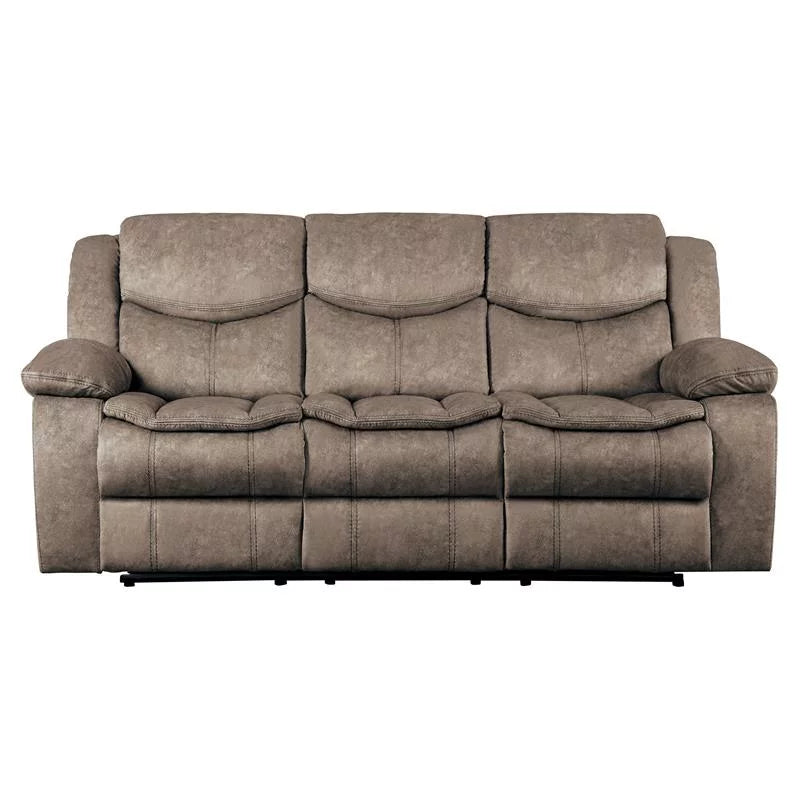 Brown Microfiber Double Reclining Sofa W873142
