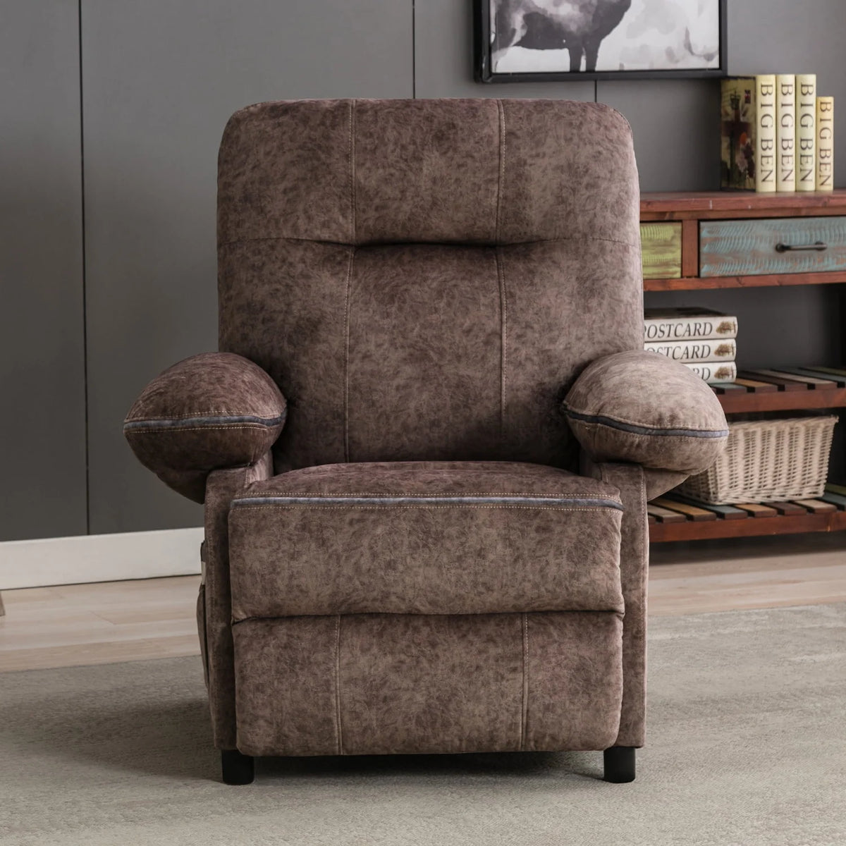 Light Brown Heated Massage Recliner Sofa F82576