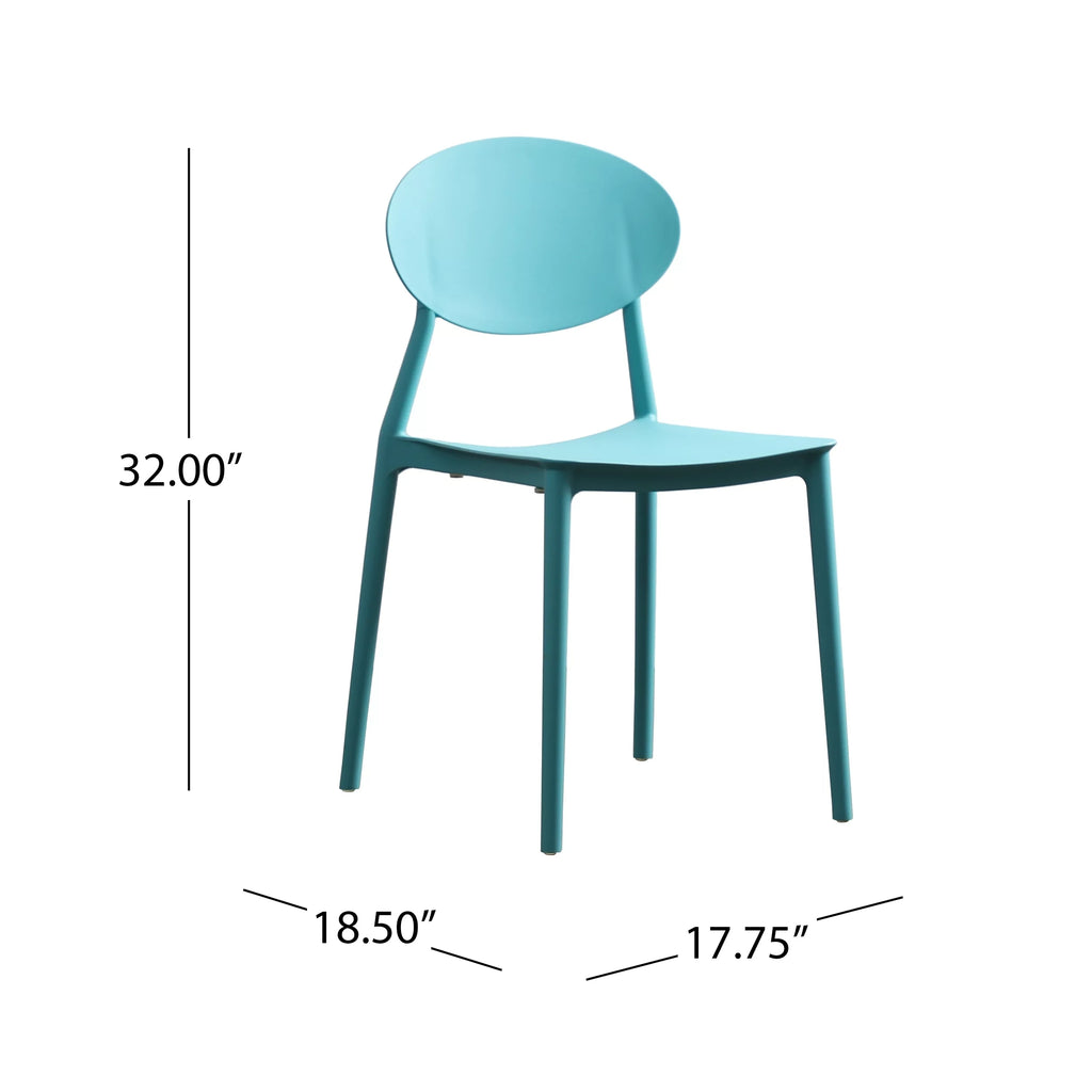 Teal Plastic Stacking Dining Chairs Set of 4 B613