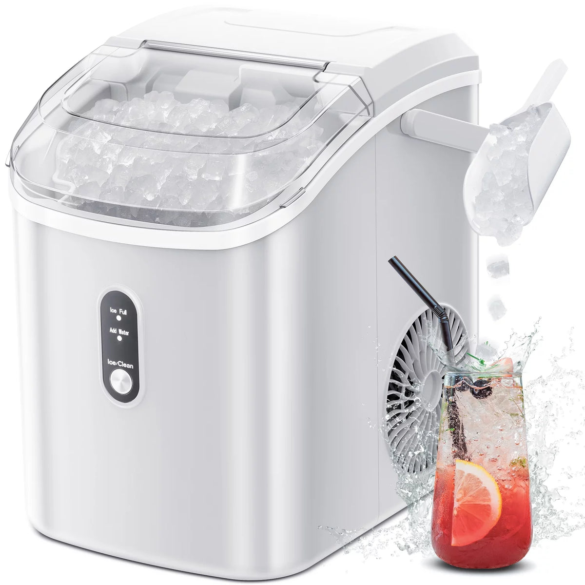 Portable Nugget Countertop Ice Maker with Self-Cleaning, 35Lbs/24Hrs, Ice Basket & Ice Scoop B3511