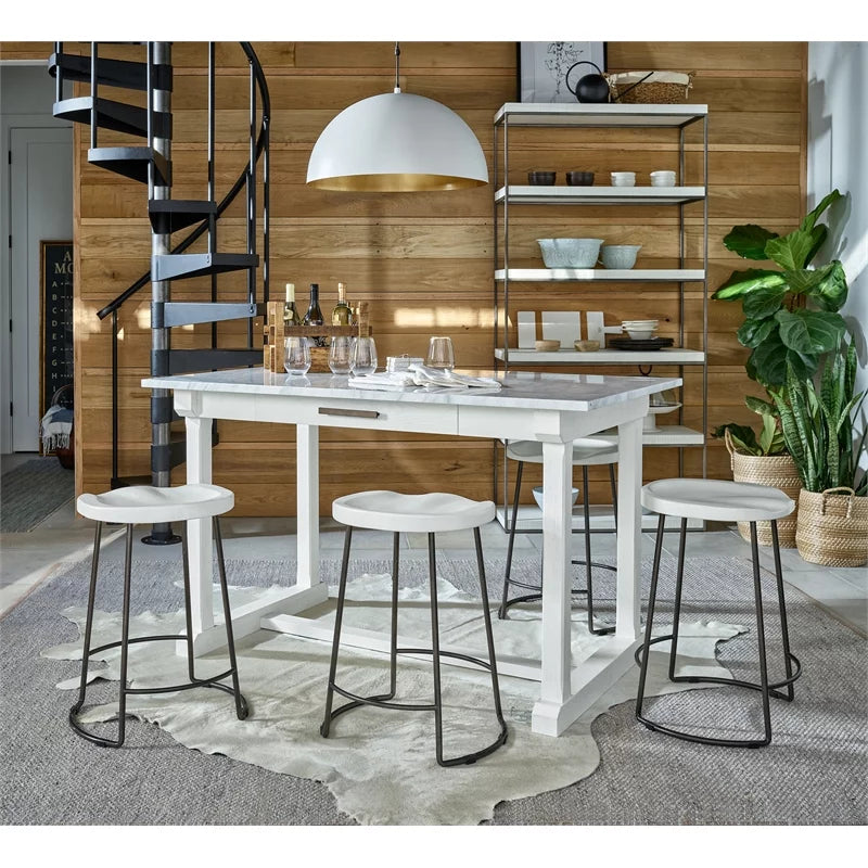 Weathered White Wood Counter Stool U2246