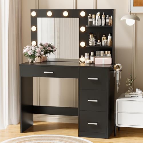 White Vanity Desk with Mirror and 4 Drawers B66929